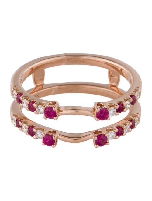 Ring 14K Ruby & Diamond Double Band