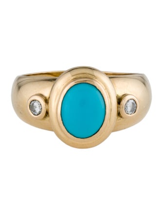 Ring 18K Turquoise & Diamond Cocktail Ring