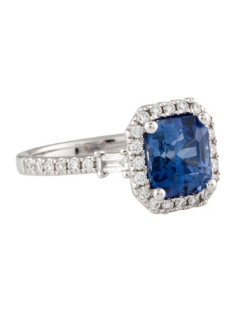 Ring 18K 2.99ct Sapphire & Diamond Engagement Ring