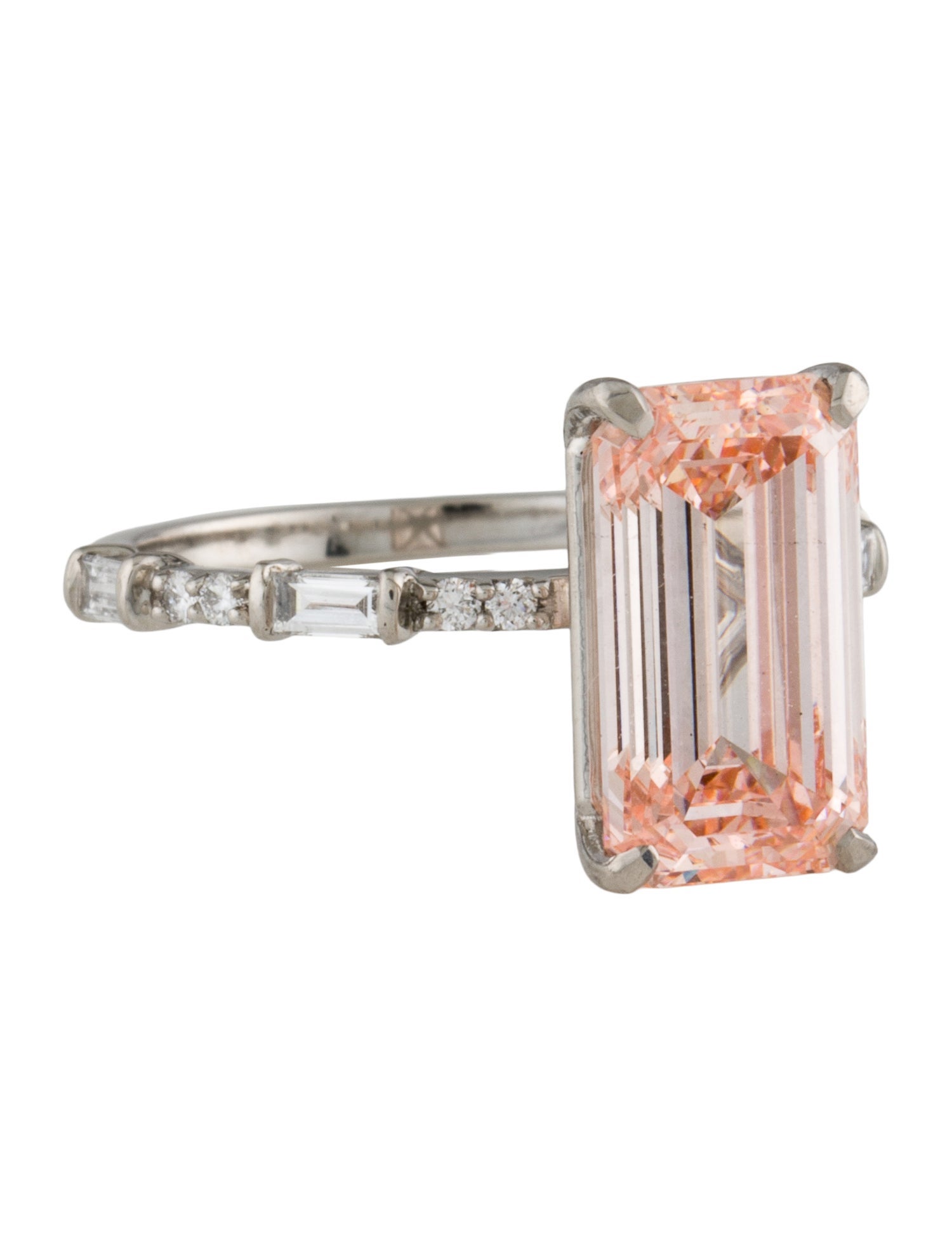 Ring Platinum 4.00ct Pink Lab-Grown Diamond Engagement Ring