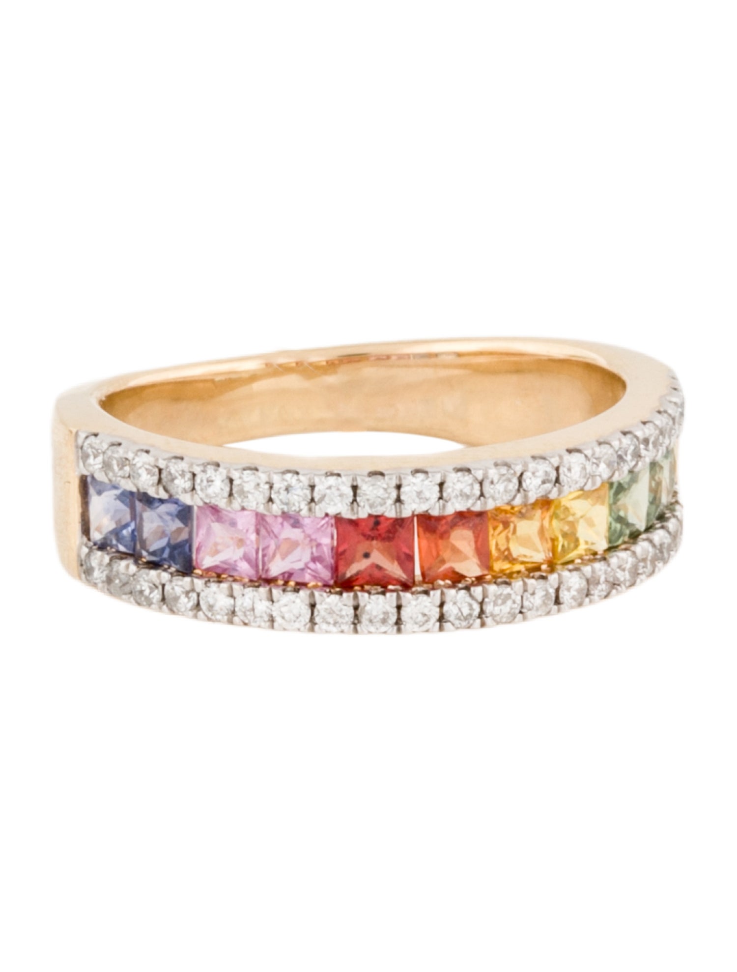 Ring 14K Diamond & Multi-Color Sapphire Band