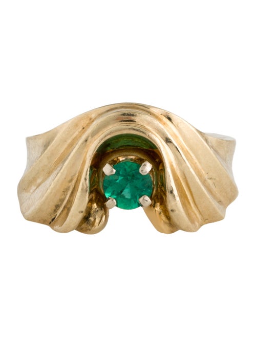 Ring 14K Emerald Sculpted Band