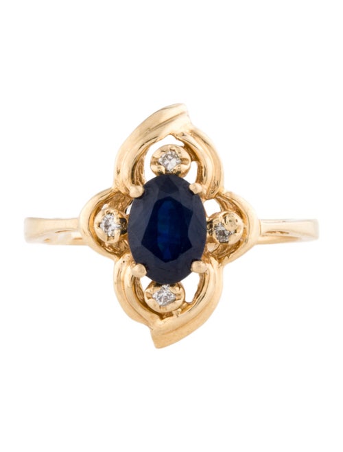Ring 14K 1.10ct Sapphire & Diamond Cocktail Ring