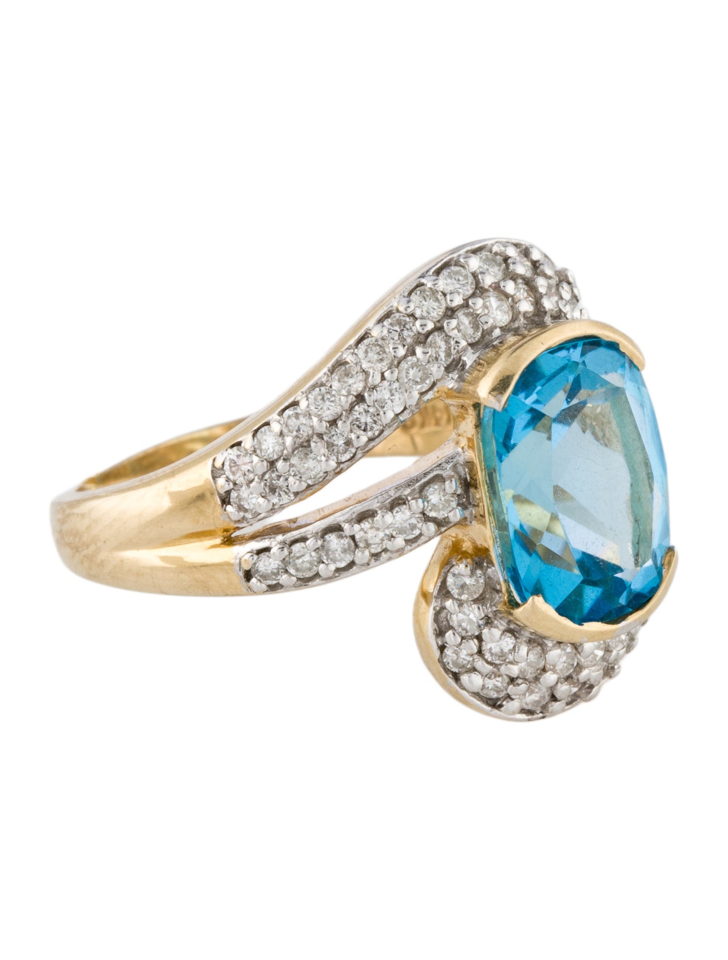 Ring 14K 3.33ct Topaz & Diamond Cocktail Ring