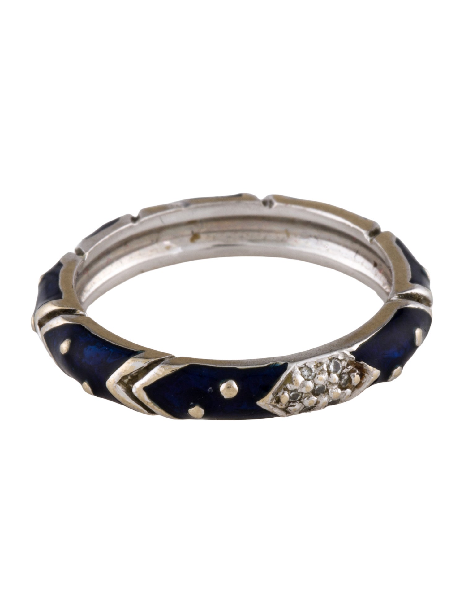 Ring 18K Diamond & Enamel Band