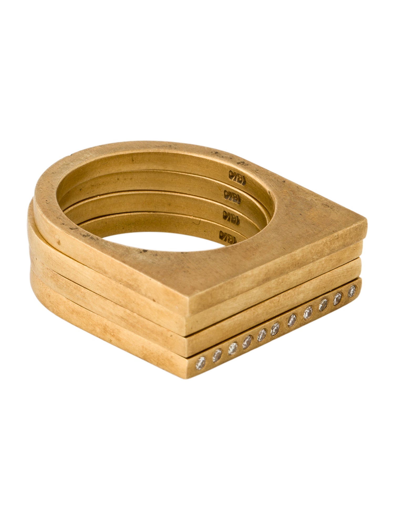 Ring 18K Diamond Set of Four Squared Stacking s