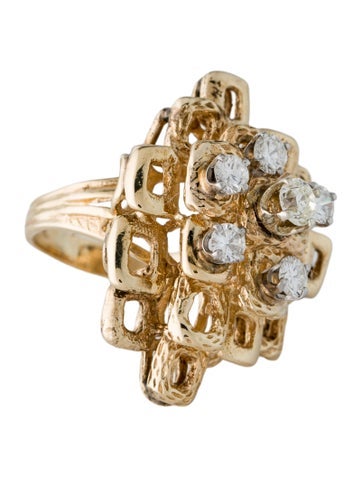 Ring Cocktail Vintage 14K 1.00ctw Diamond Abstract 6.75