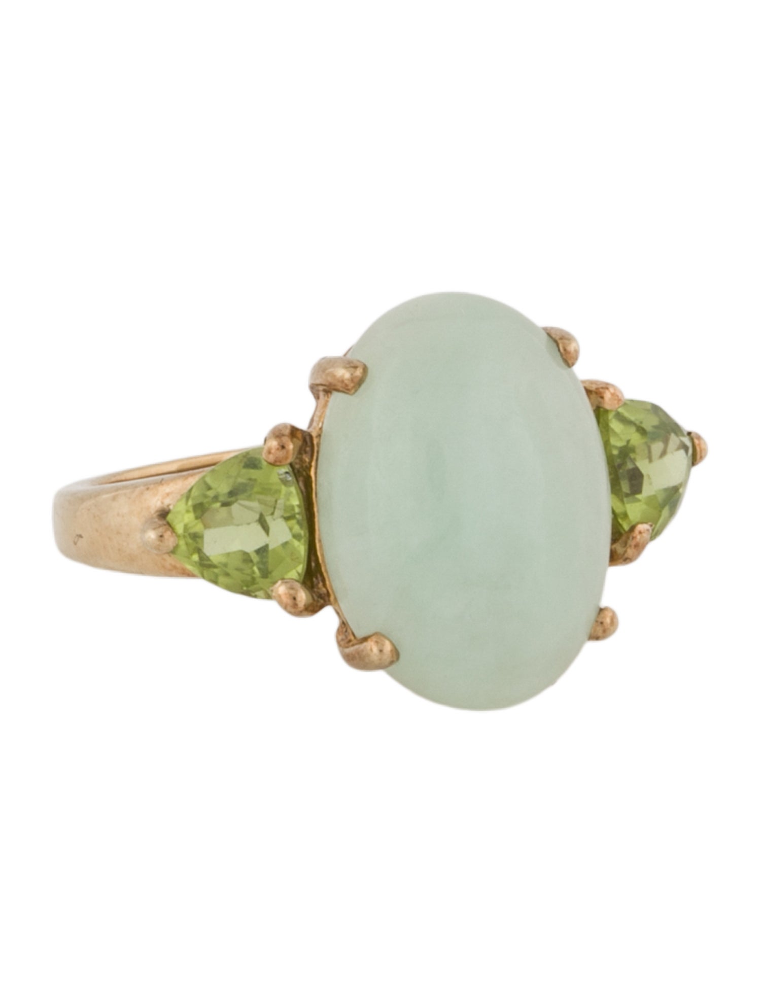Ring 10K Jadeite & Peridot Cocktail Ring