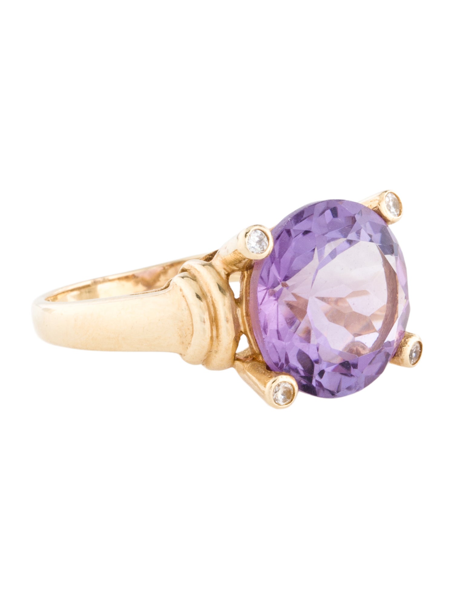 Ring 14K Amethyst & Diamond Cocktail Ring