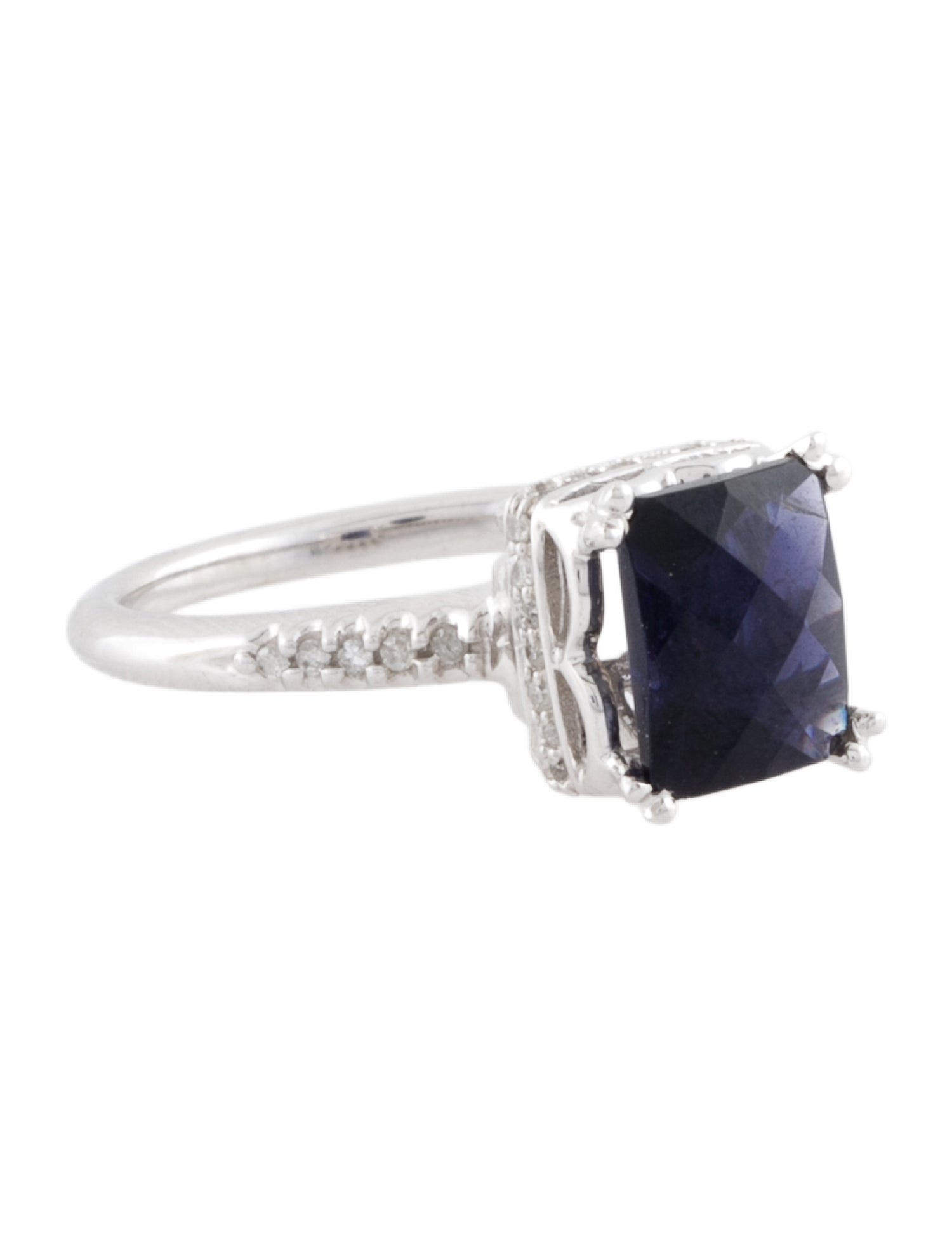 Ring 10K Iolite & Diamond Cocktail Ring