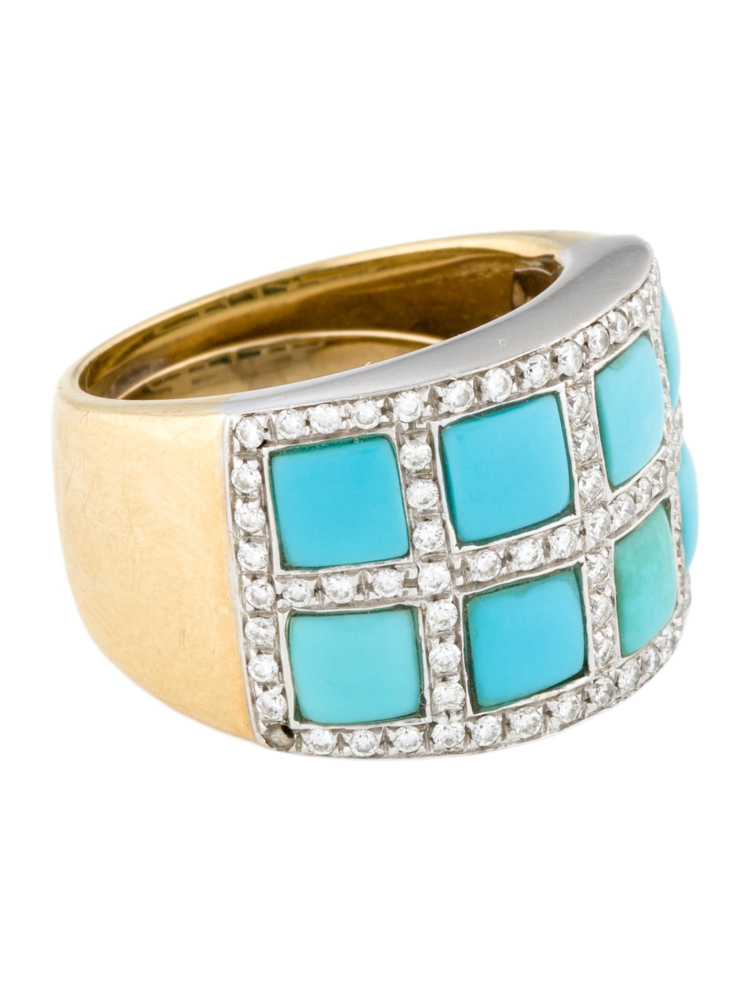 Ring 18K Turquoise & Diamond Cocktail Ring