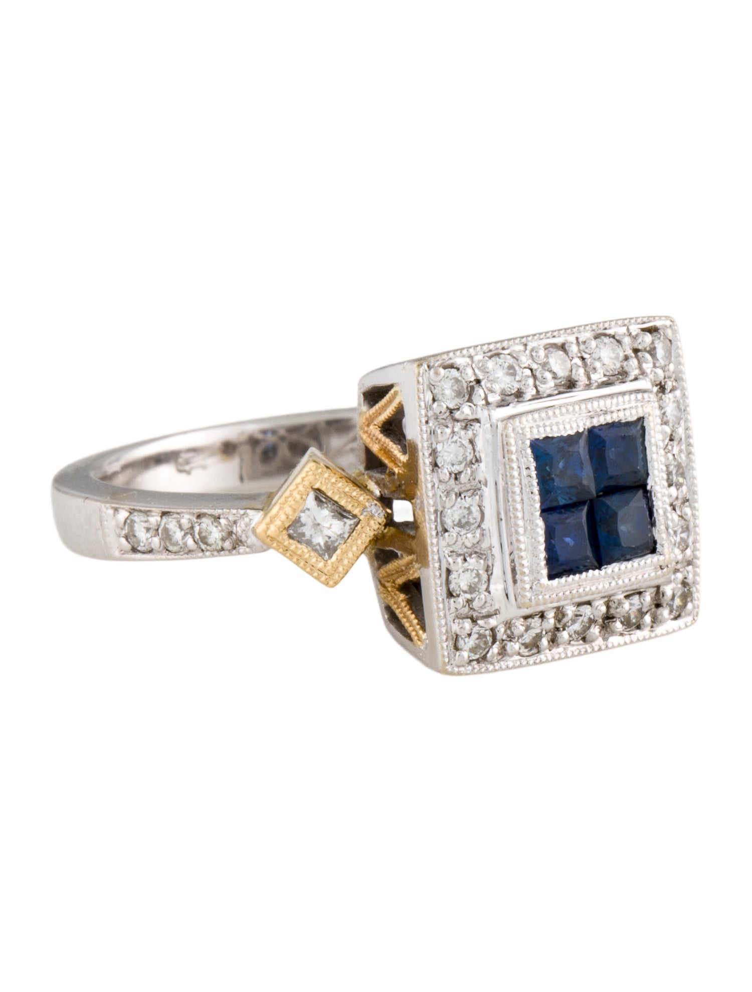 Ring 18K Sapphire & Diamond Cocktail Ring