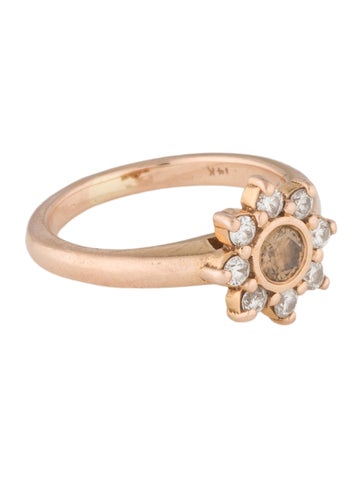 Ring Cocktail 14K Diamond Flower Cluster 2.75