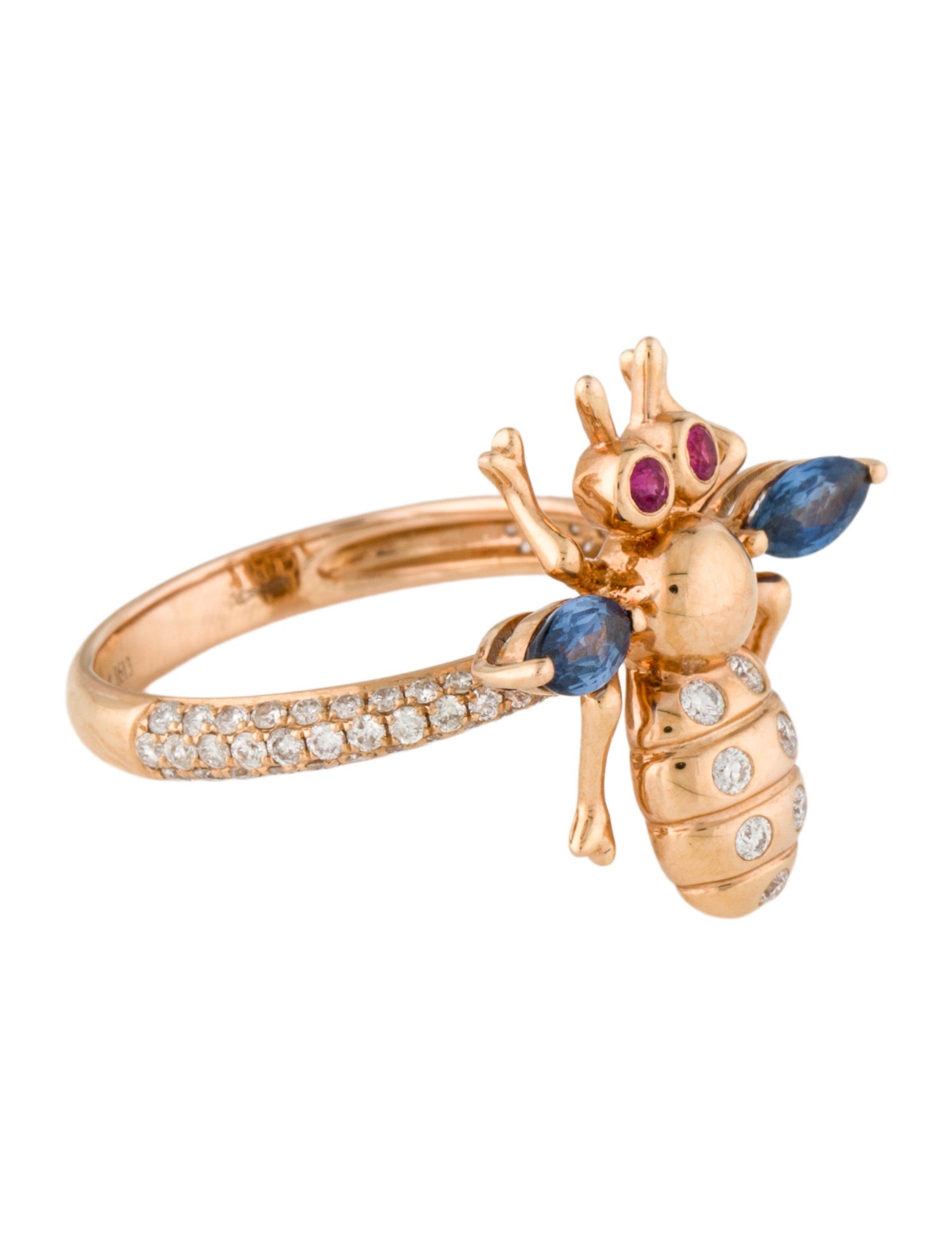 Graziela 18K Sapphire, Ruby & Diamond Bee Cocktail Ring