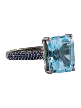 Ring 14K 7.65ct Topaz & Sapphire Cocktail Ring