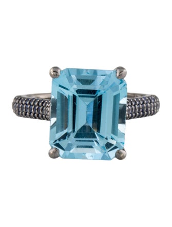 Ring 14K 7.65ct Topaz & Sapphire Cocktail Ring