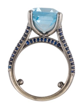 Ring 14K 7.65ct Topaz & Sapphire Cocktail Ring