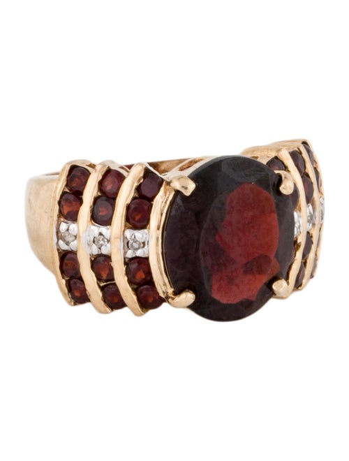 Ring 10K Garnet & Diamond Cocktail Ring