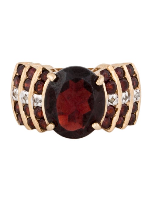 Ring 10K Garnet & Diamond Cocktail Ring