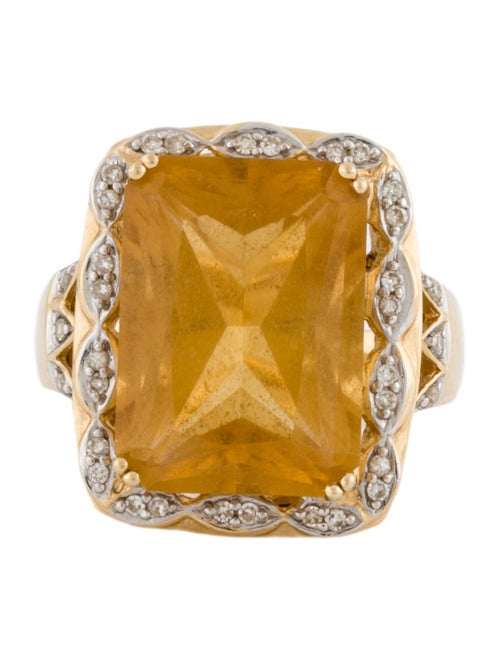 Ring 14K Citrine & Diamond Cocktail Ring