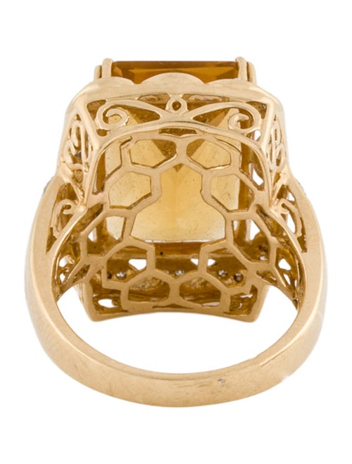 Ring 14K Citrine & Diamond Cocktail Ring