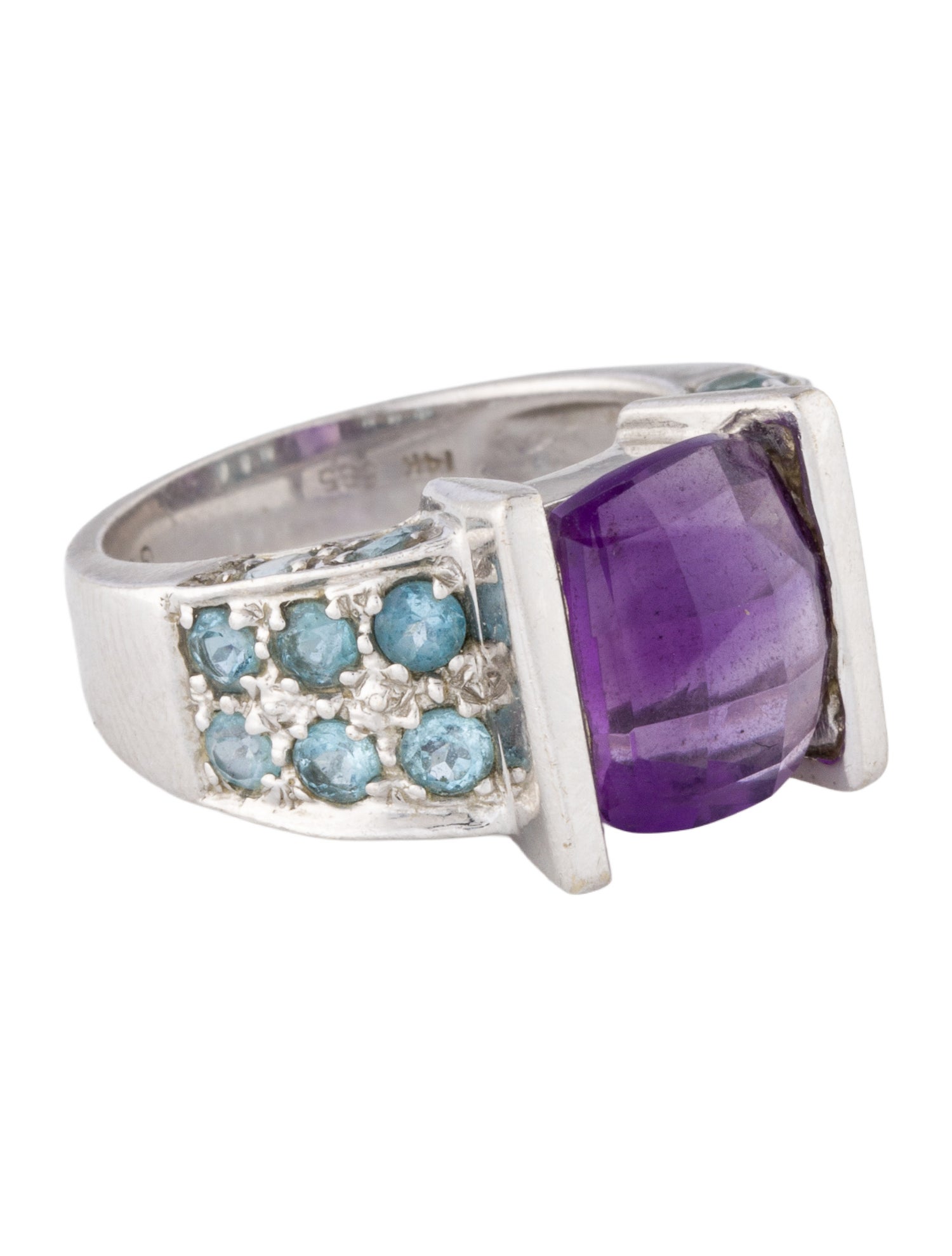 Ring 14K Amethyst & Topaz Cocktail Ring