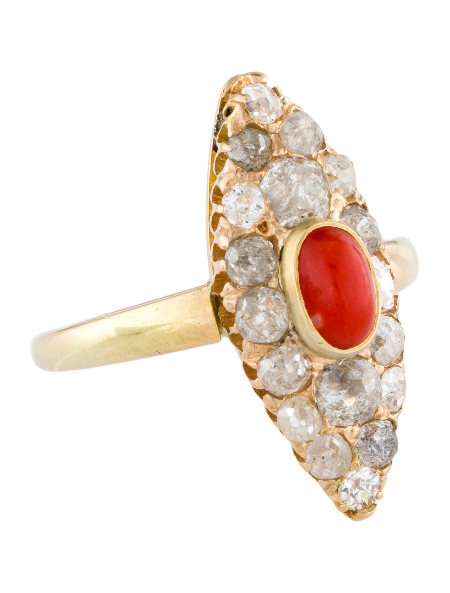 Ring 18K Coral & 1.39ctw Diamond Cocktail Ring