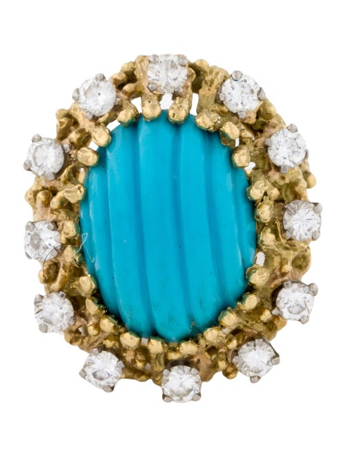Ring 18K Turquoise & Diamond Cocktail Ring