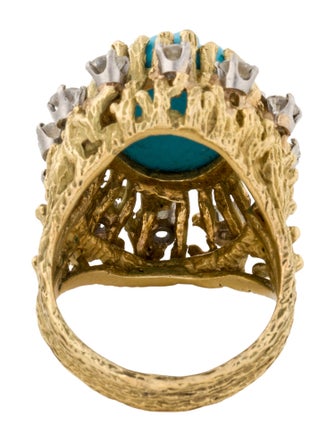 Ring 18K Turquoise & Diamond Cocktail Ring