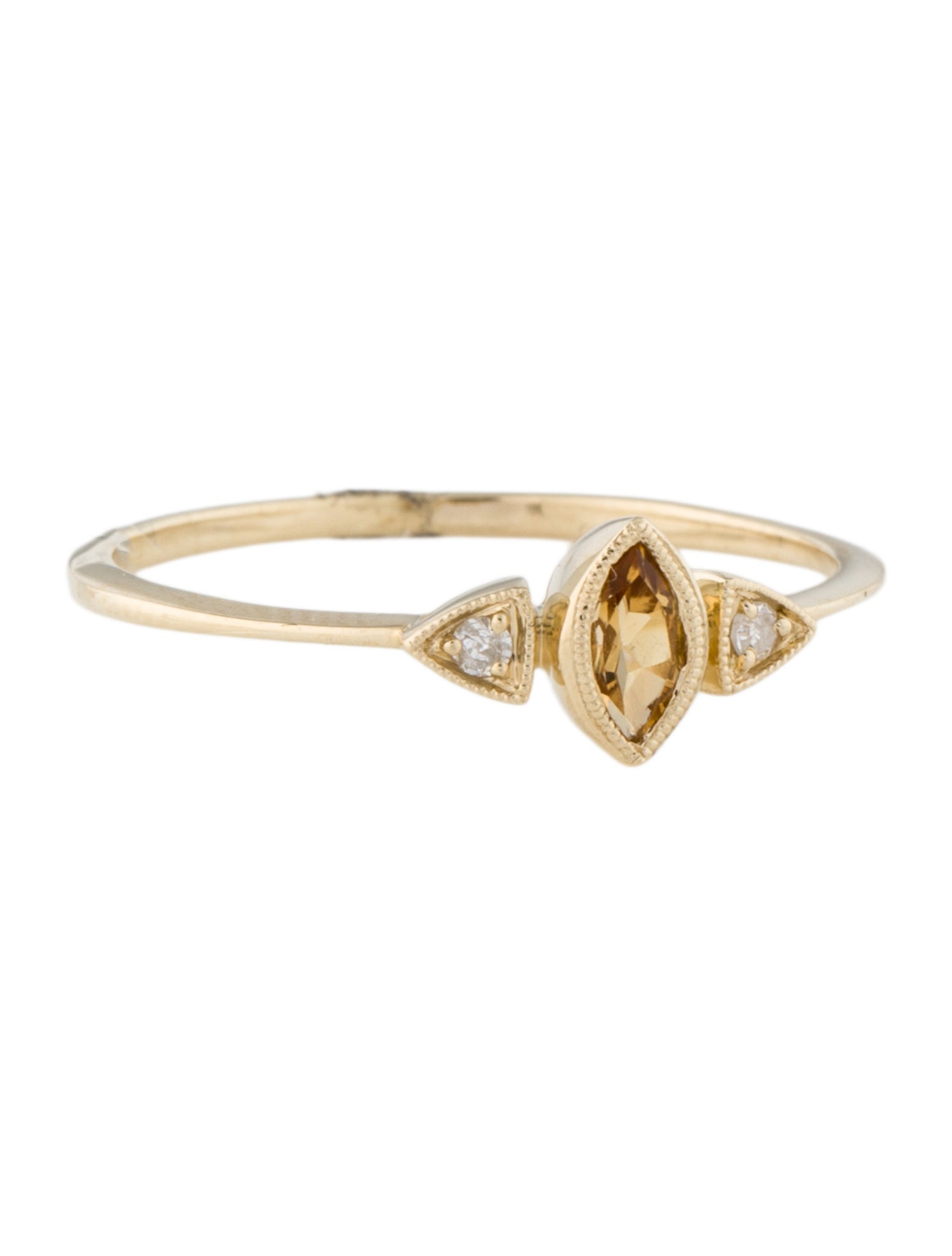Ring 10K Citrine & Diamond Cocktail Ring