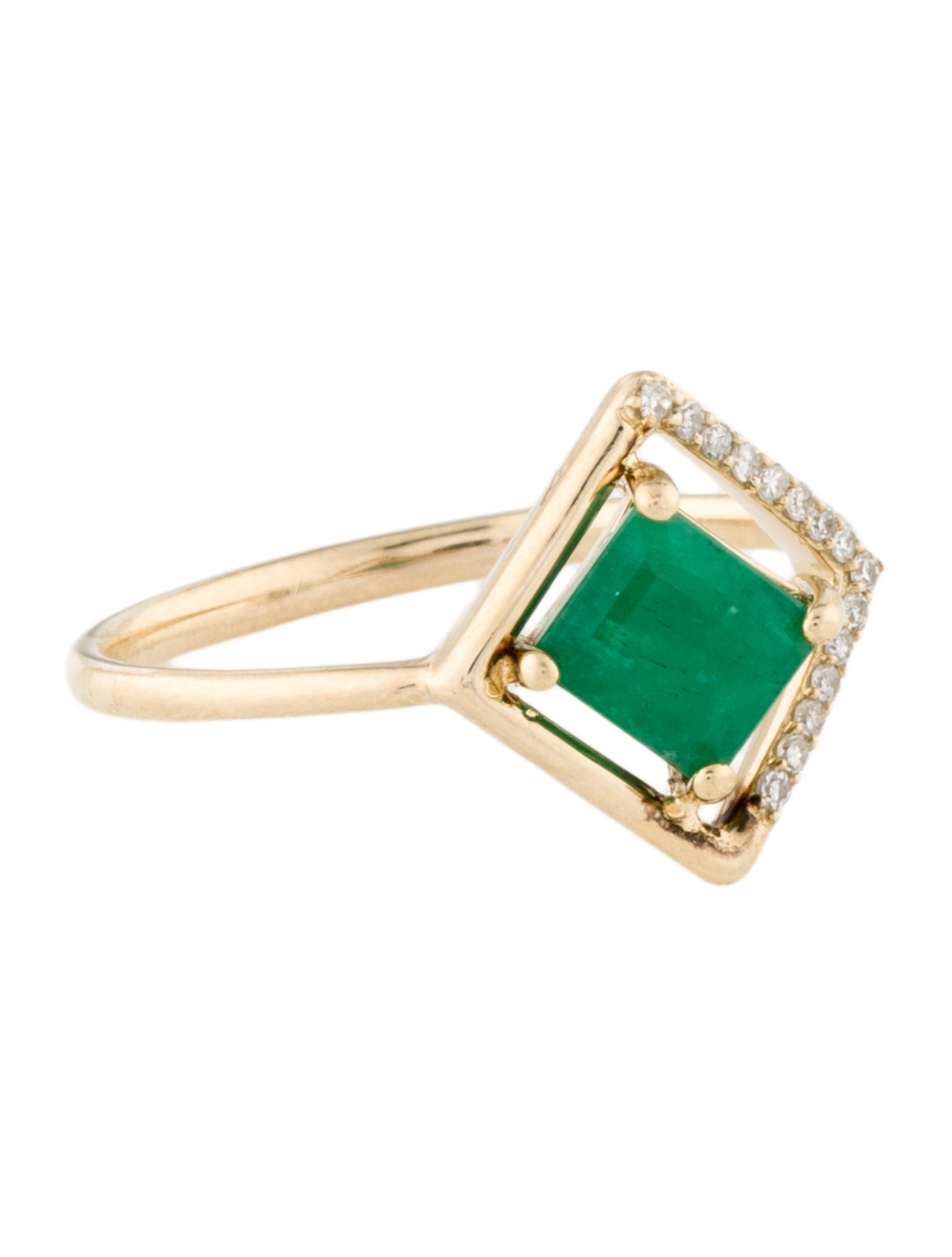 Ring 14K Emerald & Diamond Cocktail Ring