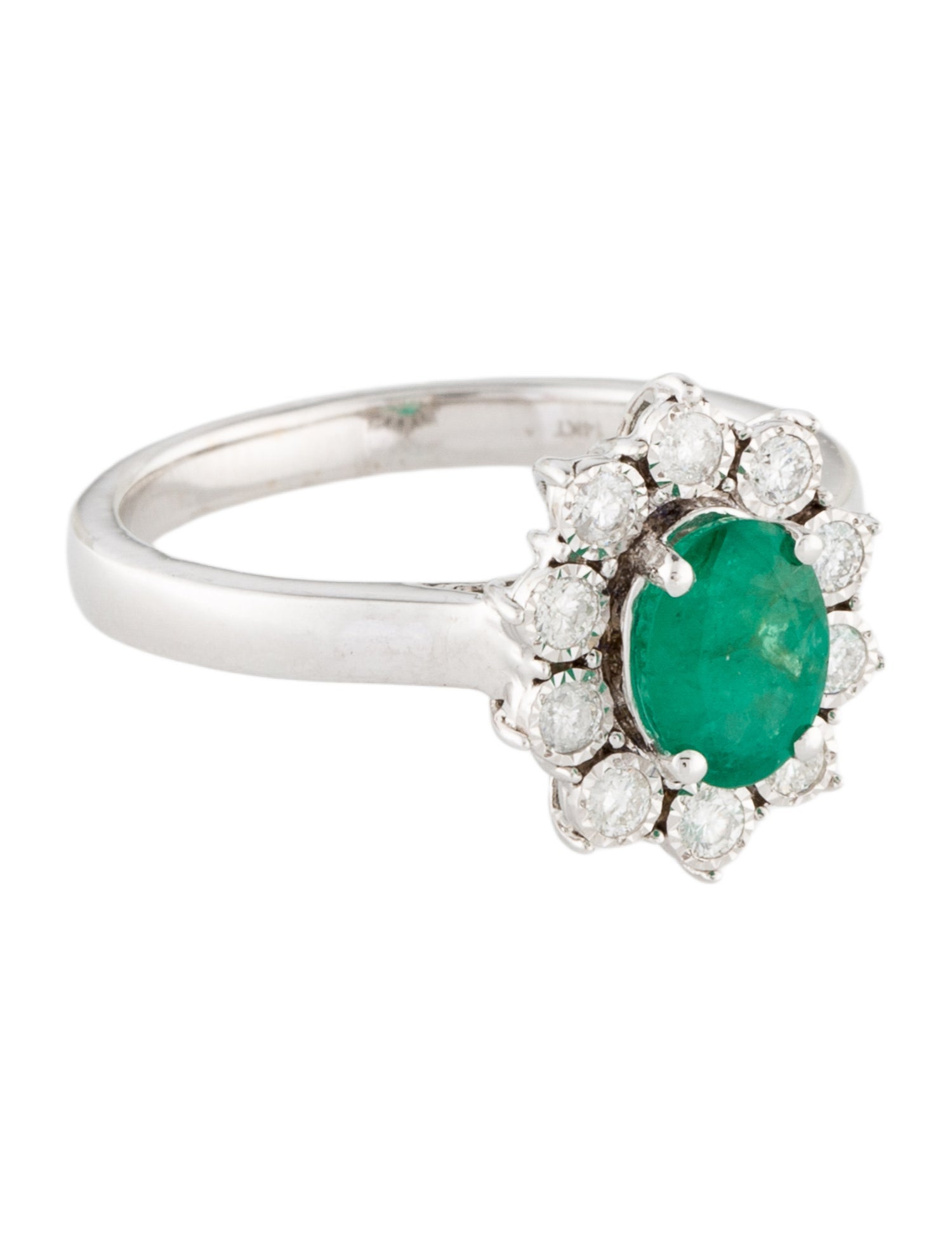 Ring 14K Diamond & Emerald Cocktail Ring