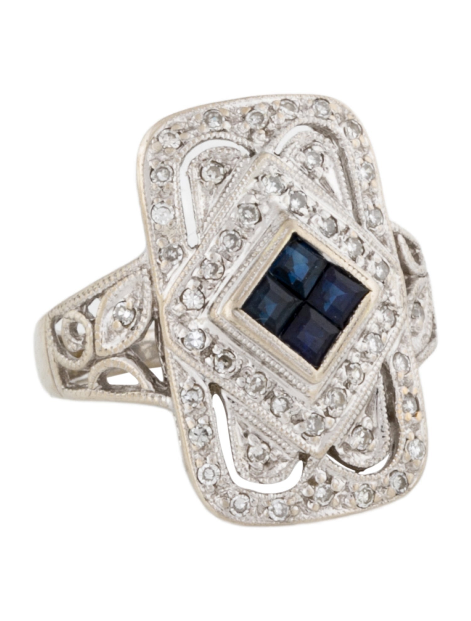 Ring 14K Sapphire & Diamond Cocktail Ring