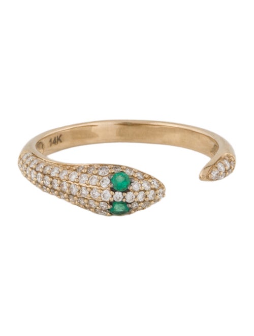 Ring 14K Emerald & Diamond Snake Ring