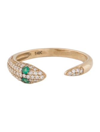 Ring 14K Emerald & Diamond Snake Ring