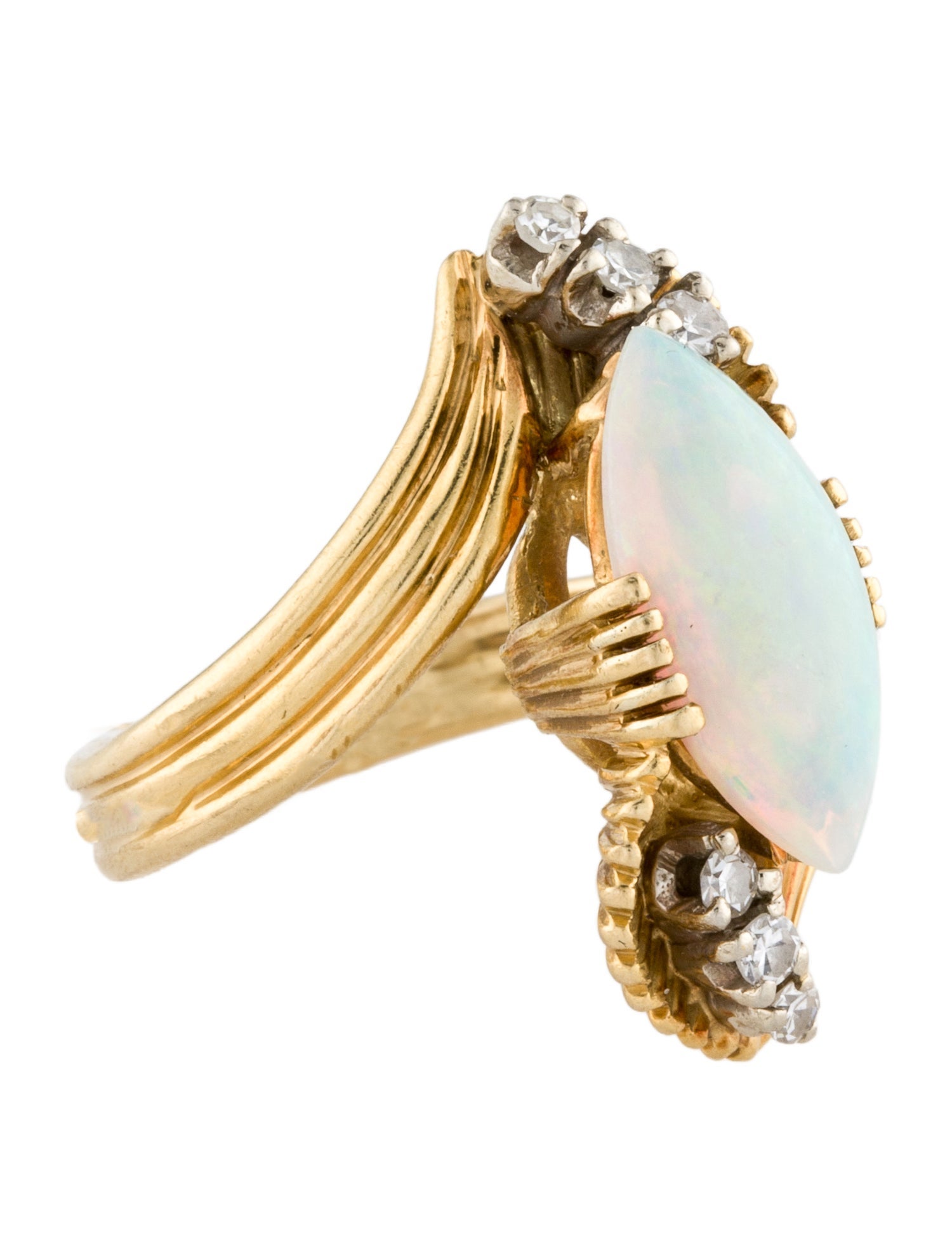 Ring 18K 1.71ct Opal & Diamond Cocktail Ring