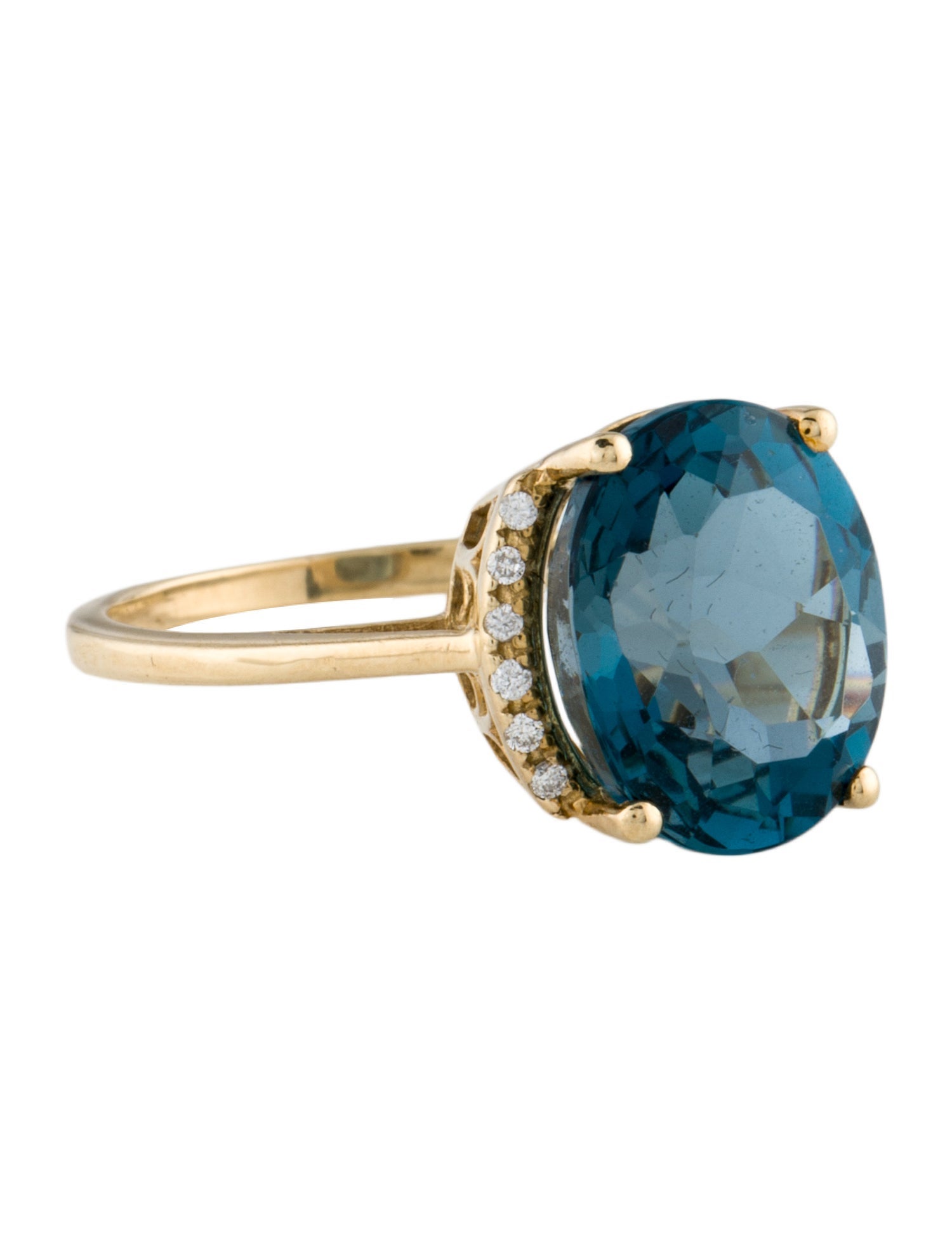 Ring 10K Topaz & Diamond Cocktail Ring