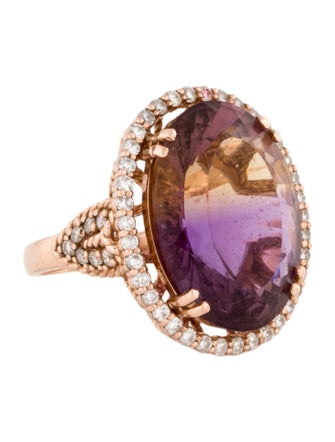 Ring 14K 15.95ct Ametrine & Diamond Cocktail Ring