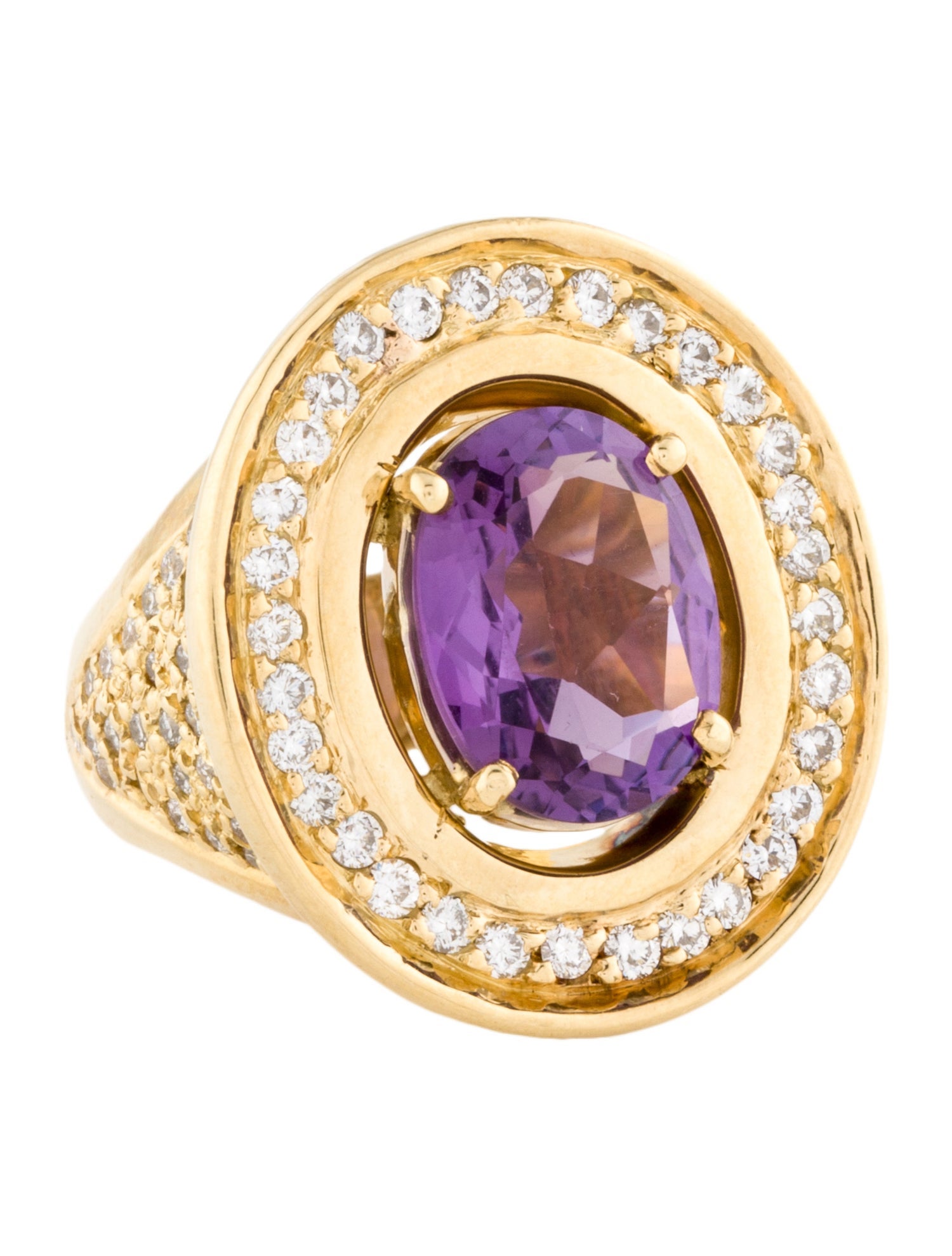Ring 18K 2.95ct Amethyst & Diamond Cocktail Ring