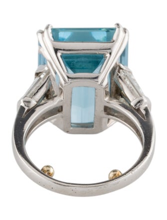 Ring Platinum 11.58ct Aquamarine & Diamond Cocktail Ring