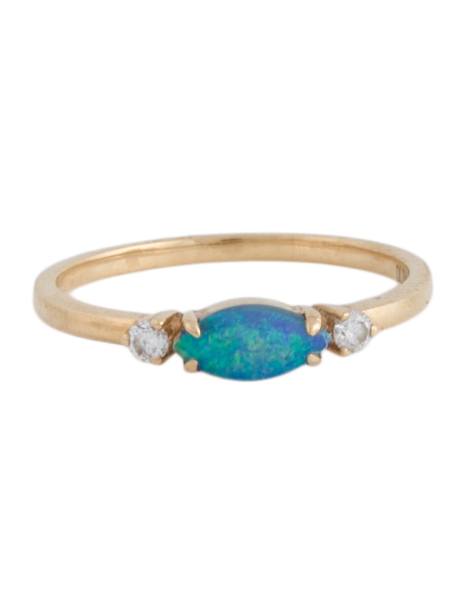 Ring 18K Opal & Diamond Band Ring