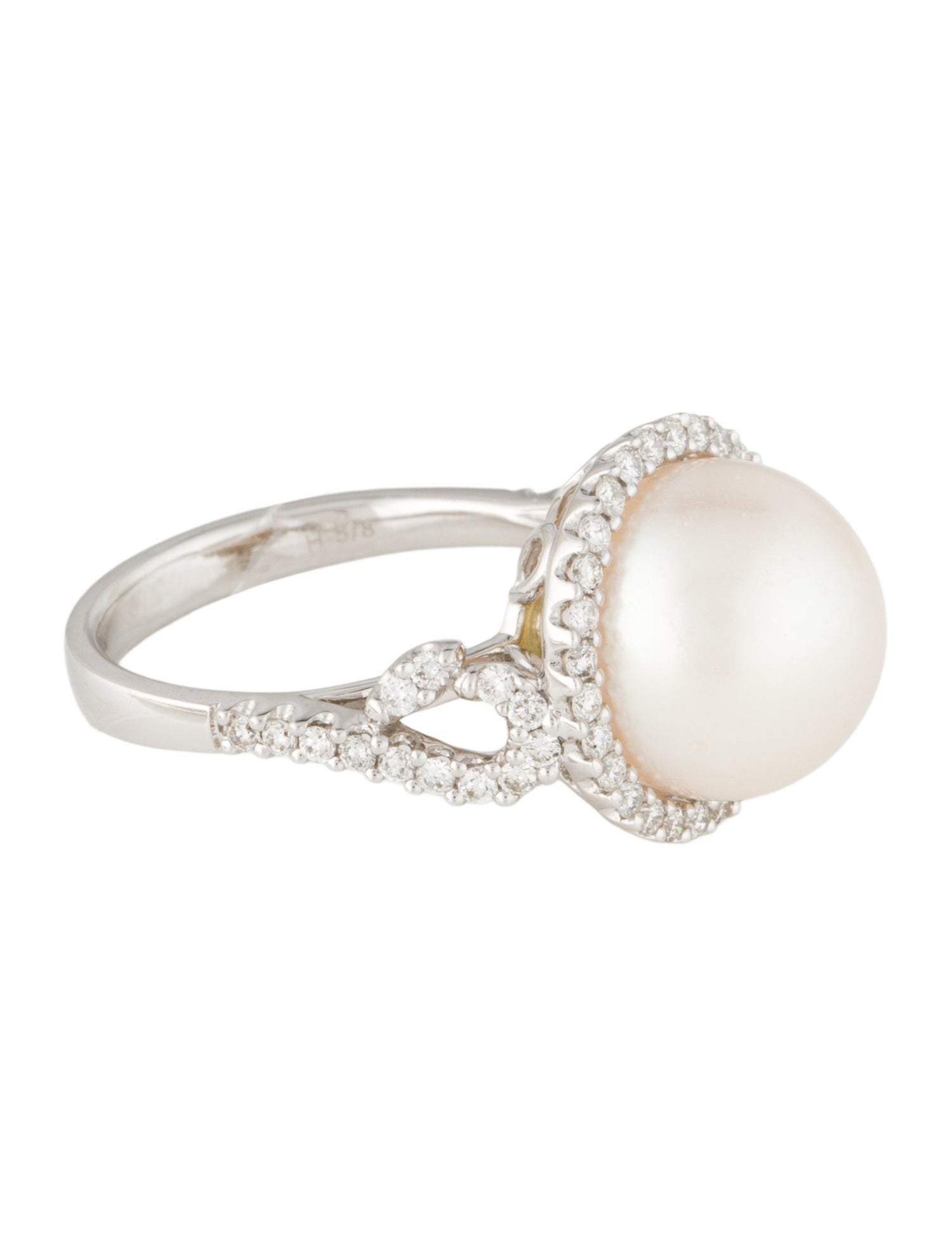 Ring 14K Pearl & Diamond Cocktail