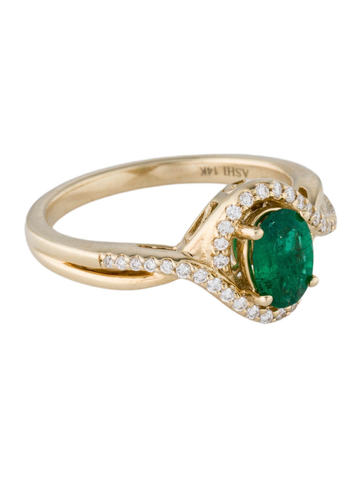 Ring 14K Emerald & Diamond Cocktail