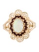 Ring 10K Opal & Garnet Filigree Cocktail Ring