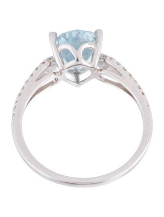 Ring 14K 1.67ct Aquamarine & Diamond Cocktail Ring