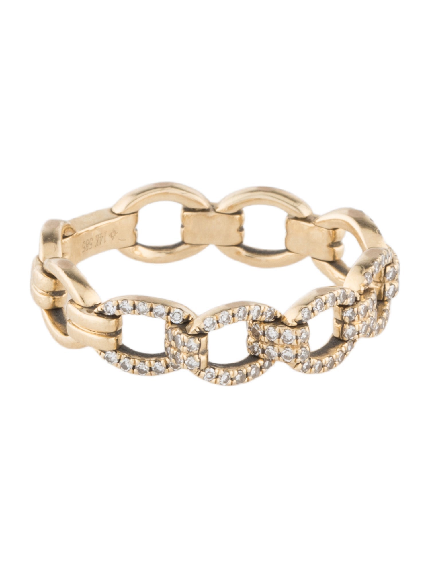 Ring 14K Diamond Pavé Chain Link Ring