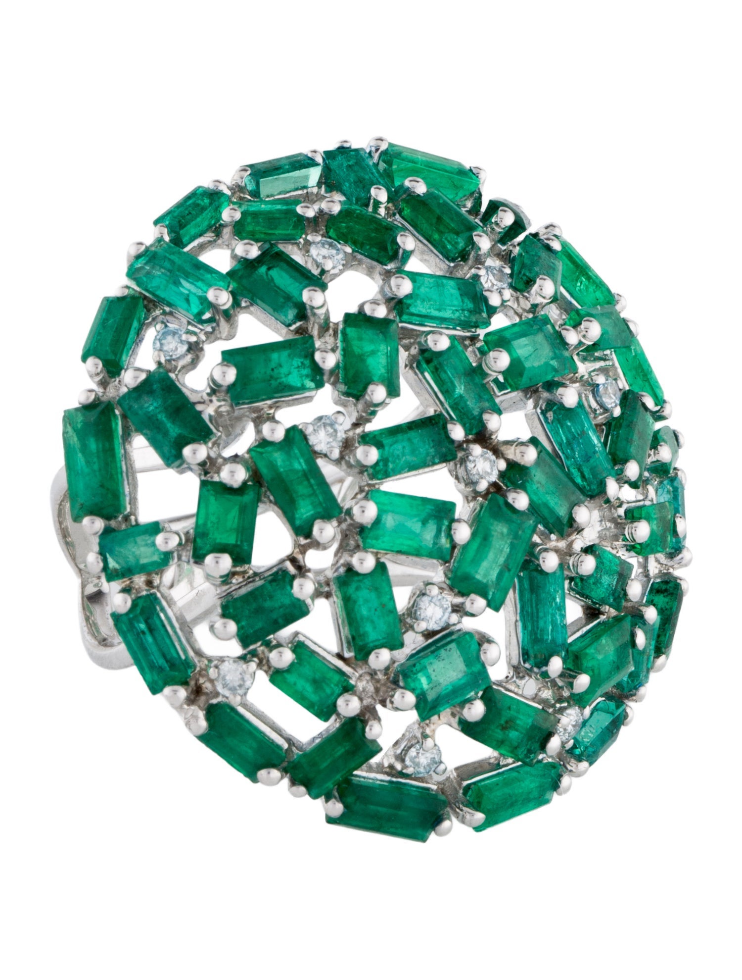 Ring 18K 5.28ctw Emerald & Diamond Cocktail