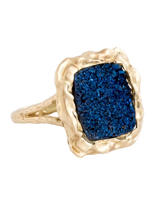 Ring 14K Coated Druzy Textured Bezel Set Ring