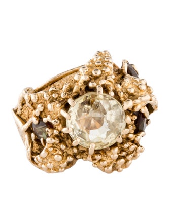 Ring 14K 5.77ct Sapphire & Andalusite Starfish Cocktail Ring