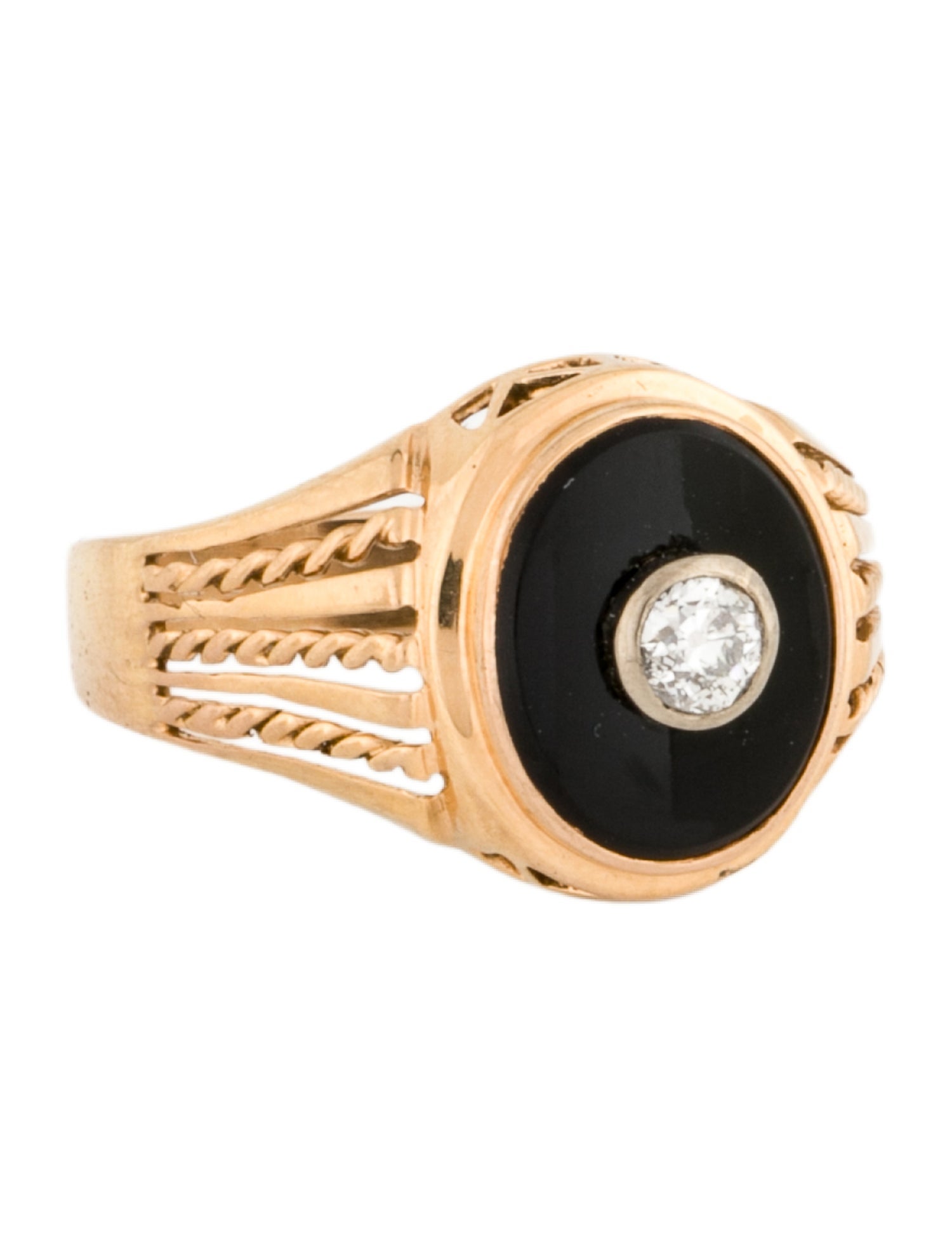Ring 18K Diamond & Onyx Cocktail